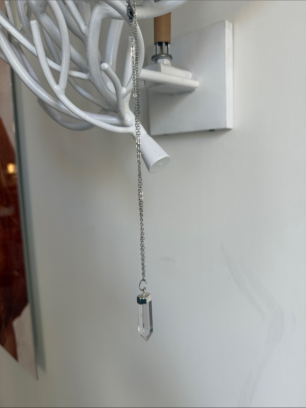 Delicate Silver Chain Pendant with Clear Crystal Point